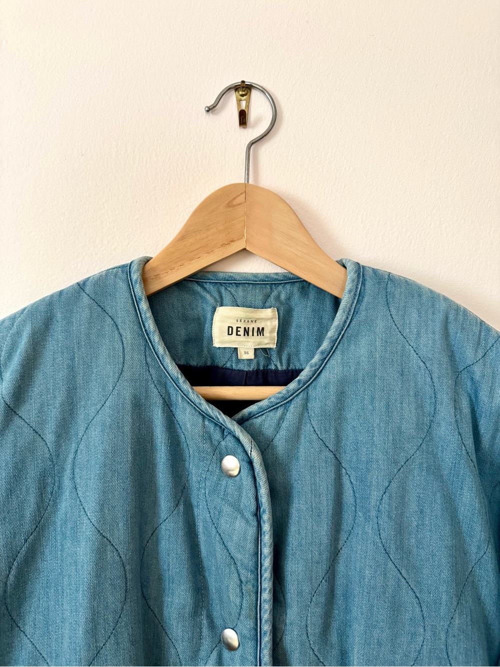 Sezane Farel Blue Quilted Jacket - Size EU 36 - Picture 4 of 7